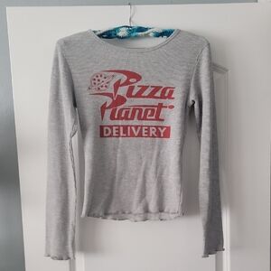Gray Long Sleeve Pizza Planet Top NWOT